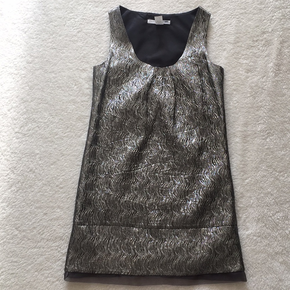 Necessary Objects Silver And Black Shift Dress - image 1